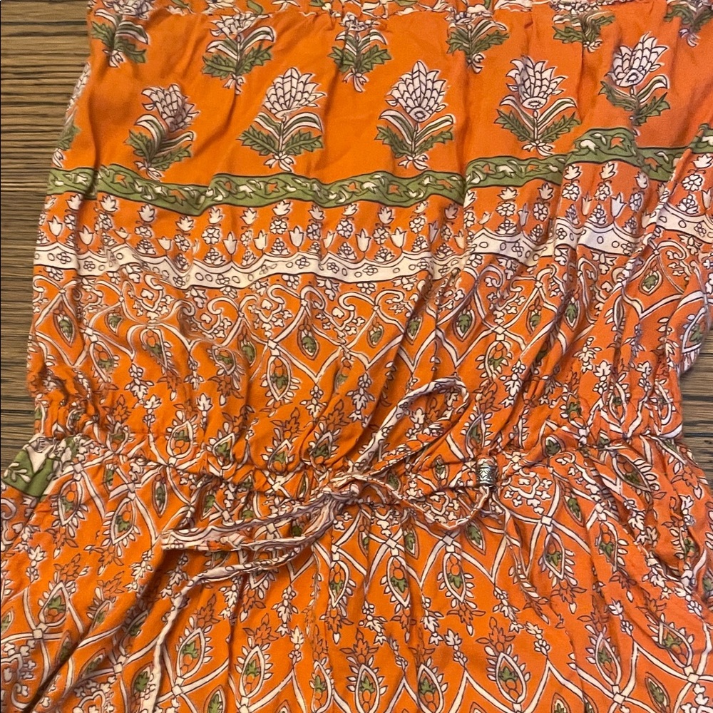 Orange and Green Strapless Romper - Picture 3 of 8